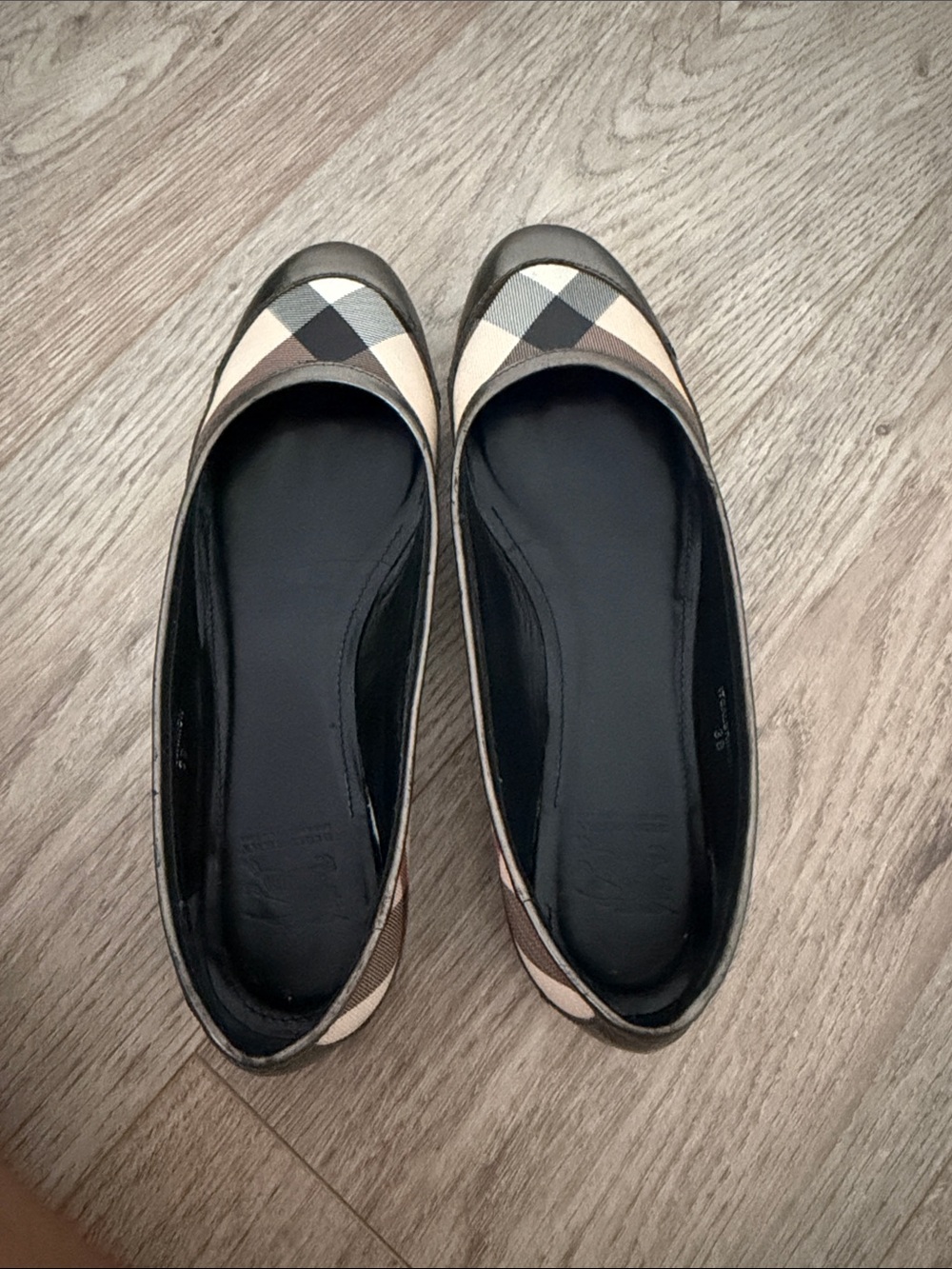 Burberry Check Ballet Flats in Beige, Black and Brown